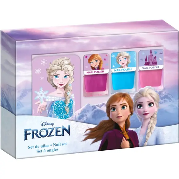 Disney Disney Frozen Nail Set комплект лак за нокти за деца 3y+ Pink, Blue, Pink 3x4.5 мл.