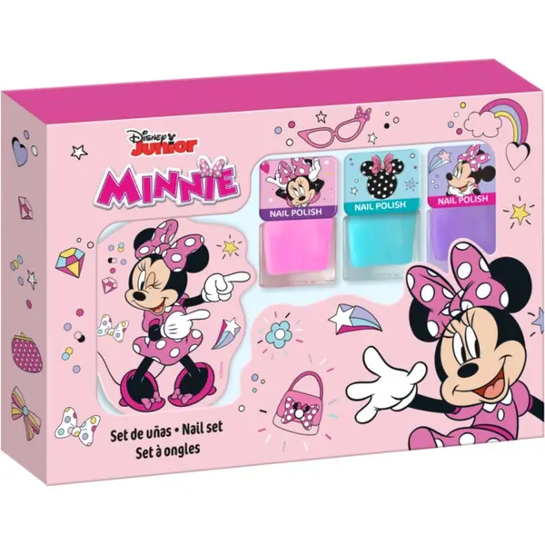 Disney Disney Minnie Nail Set комплект лак за нокти за деца 3y+ Pink, Blue, Purple 3x4.5 мл.