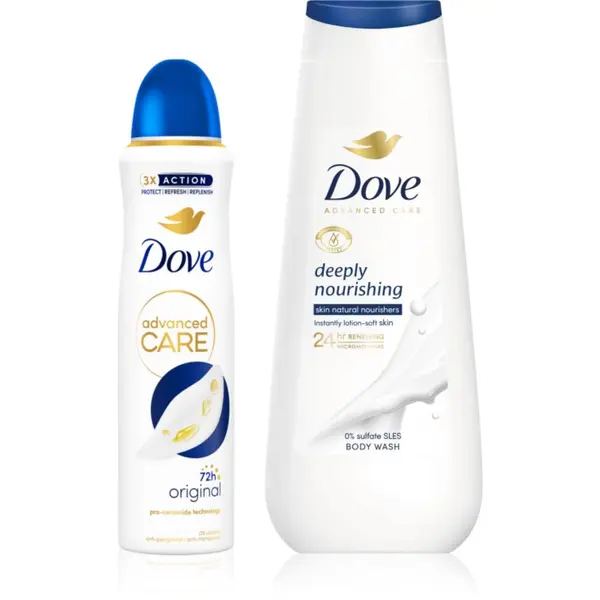 Dove Dove Advanced Care Deeply Nourishing изгодна опаковка на дезодорант и душ-гел
