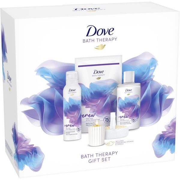 Dove Dove Bath Therapy Renew подаръчен комплект Wild Violet & Pink Hibiscus (за вана)