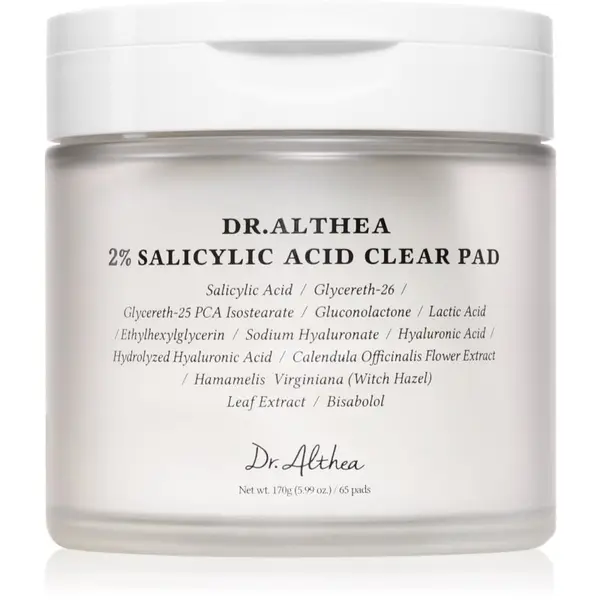 Dr. Althea Dr. Althea 2% Salicylic Acid Clear Pad ексфолиращи почистващи възглавнички със салицилова киселина 65 бр.