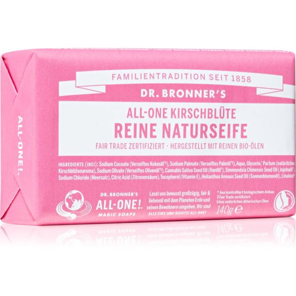 Dr. Bronner’s Dr. Bronner’s Cherry Blossom Pure Castile Soap Bar твърд сапун 140 гр.