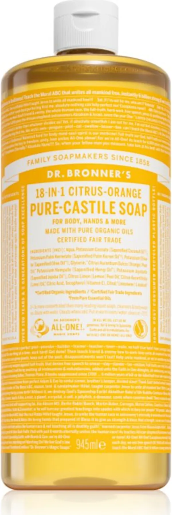 Dr. Bronner’s Dr. Bronner’s Citrus & Orange течен универсален сапун 945 мл.