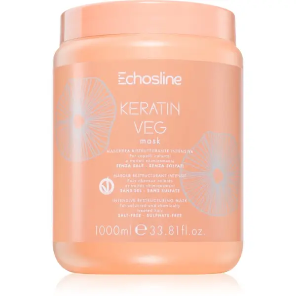 Echosline Echosline Keratin veg Mask интензивно подхранваща маска за суха и пореста коса с аминокиселини 1000 мл.