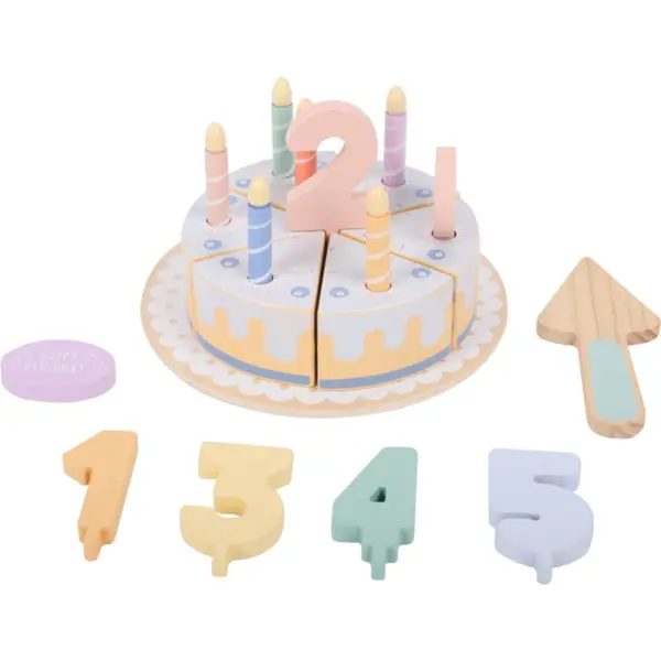 eliNeli eliNeli Birthday Cake играчка от дърво за деца 18m+ 21 бр.