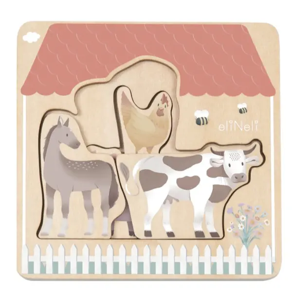 eliNeli eliNeli Wooden Puzzle Farm пъзел от дърво 12m+ 7 бр.