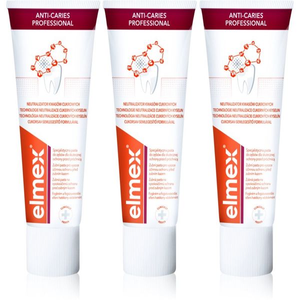 Elmex Elmex Anti-Caries Professional паста за зъби, защитаваща от зъбен кариес 3 x 75 мл.