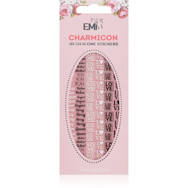 emi emi Charmicon Words Black/White Стикери за нокти 3D #52 1 бр.