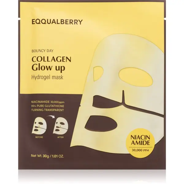 EQQUALBERRY EQQUALBERRY Collagen Glow Up Hydrogel Mask платнена маска с озаряващ и хидратиращ ефект с гел текстура 30 гр.