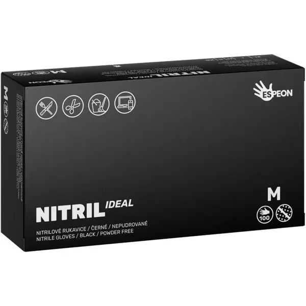 Espeon Espeon Nitril Ideal3 Black нитрилни ръкавици без пудра размер M 100 бр.