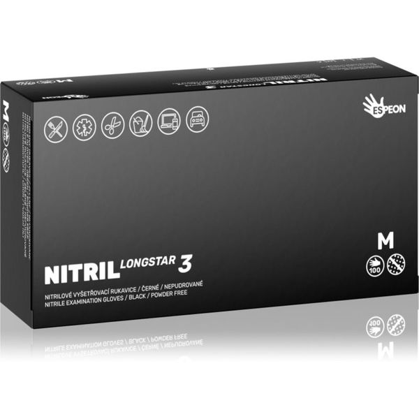Espeon Espeon Nitril Longstar3 Black нитрилни ръкавици без пудра размер M 2x50 бр.
