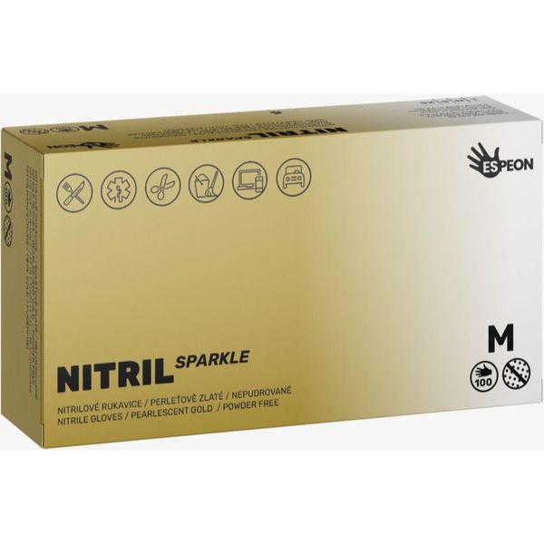 Espeon Espeon Nitril Sparkle Pearlescent Gold нитрилни ръкавици без пудра размер M 2x50 бр.