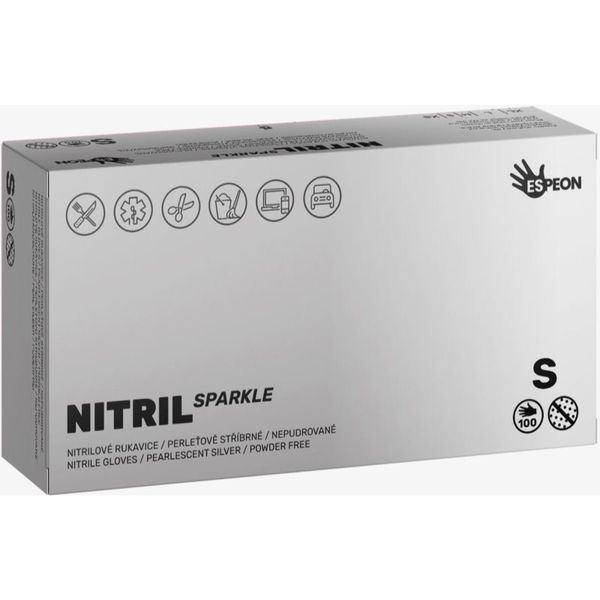 Espeon Espeon Nitril Sparkle Pearlescent Silver нитрилни ръкавици без пудра размер S 2x50 бр.