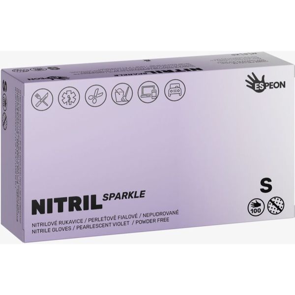 Espeon Espeon Nitril Sparkle Pearlescent Violet нитрилни ръкавици без пудра размер S 2x50 бр.