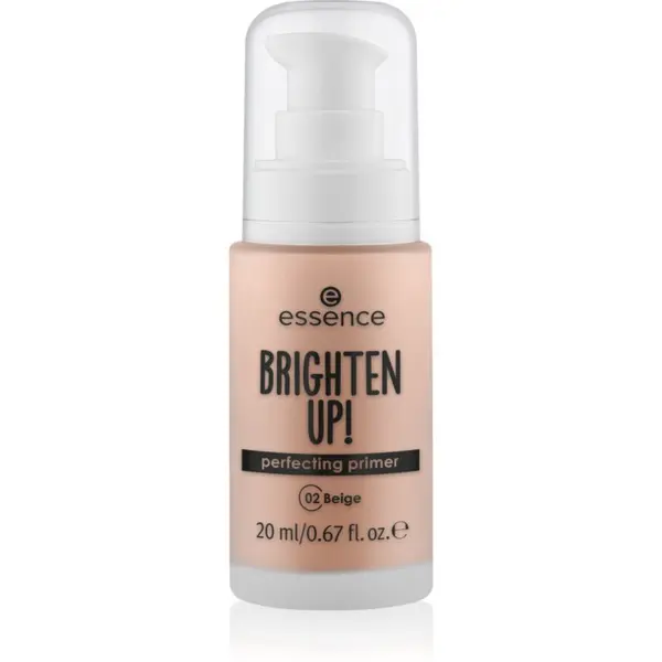 essence essence BRIGHTEN UP! Perfecting Primer течна основа под грим под фон дьо тен цвят 02 Beige 20 мл.