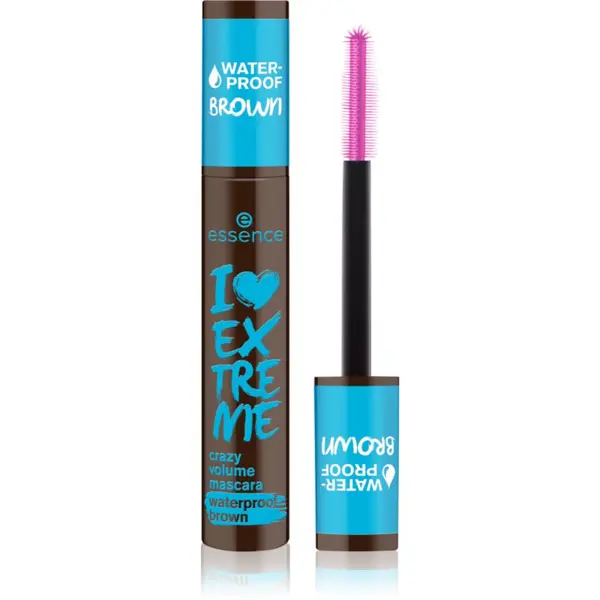 essence essence I LOVE EXTREME crazy volume водоустойчива спирала за обем цвят 01 Cozy Brown 12 мл.