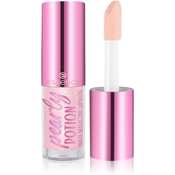 essence essence pearly POTION блясък за устни с блестящи частици цвят 01 Golden Peach 2.5 мл.