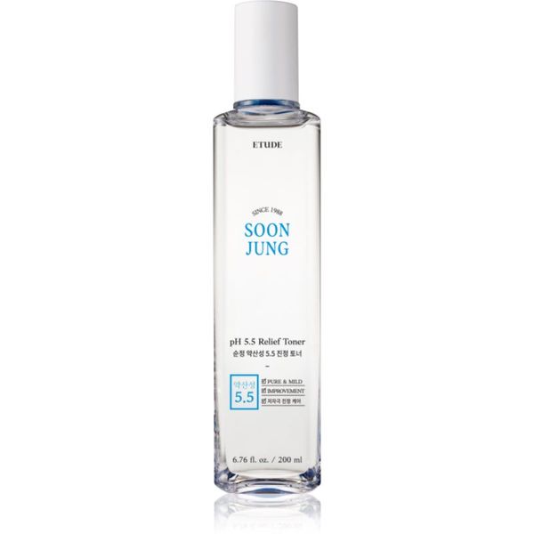 ETUDE ETUDE SoonJung pH 5.5 Relief Toner успокояващ тоник за лице за регенерация и възстановяване на кожата 200 мл.