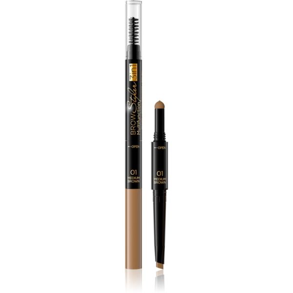Eveline Cosmetics Eveline Cosmetics Brow Styler прецизен молив за вежди 3 в 1 цвят 01 Medium Brown 1,2 гр.