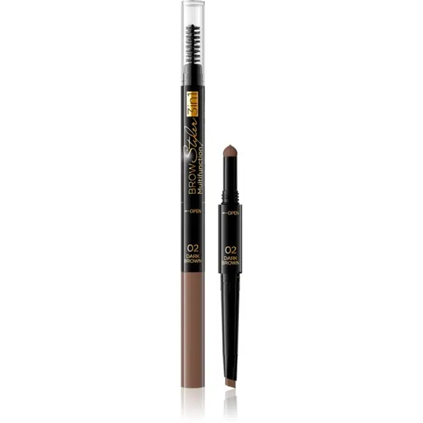 Eveline Cosmetics Eveline Cosmetics Brow Styler прецизен молив за вежди 3 в 1 цвят 02 Dark Brown 1,2 гр.