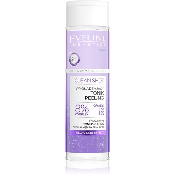 Eveline Cosmetics Eveline Cosmetics Clean Shot 8% Complex Of Hydroxy Acids изглаждащ тоник с пилинг ефект 200 мл.