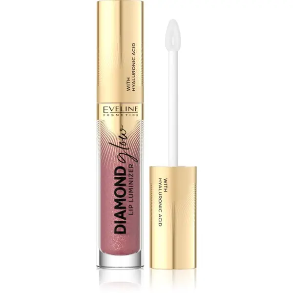 Eveline Cosmetics Eveline Cosmetics Diamond Glow блясък за устни с блестящи частици с хиалуронова киселина цвят 11 Rose Nude 4,5 мл.