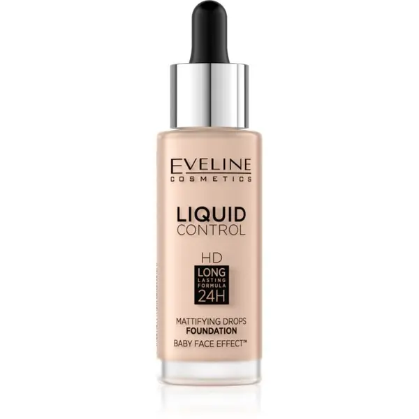 Eveline Cosmetics Eveline Cosmetics Liquid Control течен фон дьо тен с пипета цвят 002 Soft Porcelain 32 мл.