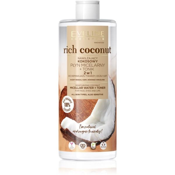 Eveline Cosmetics Eveline Cosmetics Rich Coconut мицеларна вода и тоник 2 в 1 500 мл.