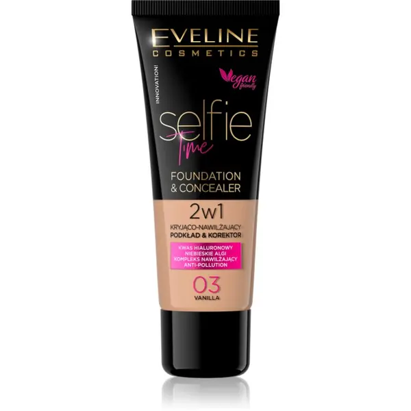 Eveline Cosmetics Eveline Cosmetics Selfie Time грим и коректор 2 в 1 цвят 03 Vanilla 30 мл.