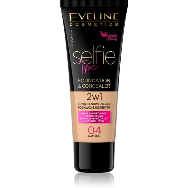 Eveline Cosmetics Eveline Cosmetics Selfie Time грим и коректор 2 в 1 цвят 04 Natural 30 мл.
