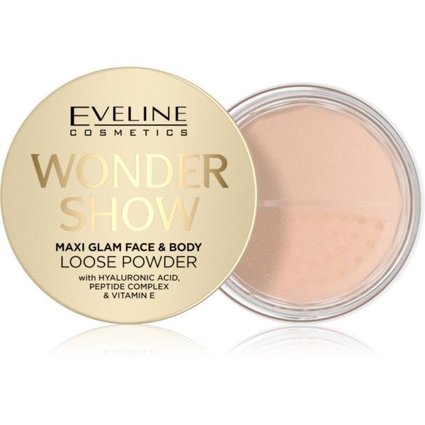 Eveline Cosmetics Eveline Cosmetics Wonder Show озаряваща насипна пудра за лице и тяло Maxi Glam 6 гр.