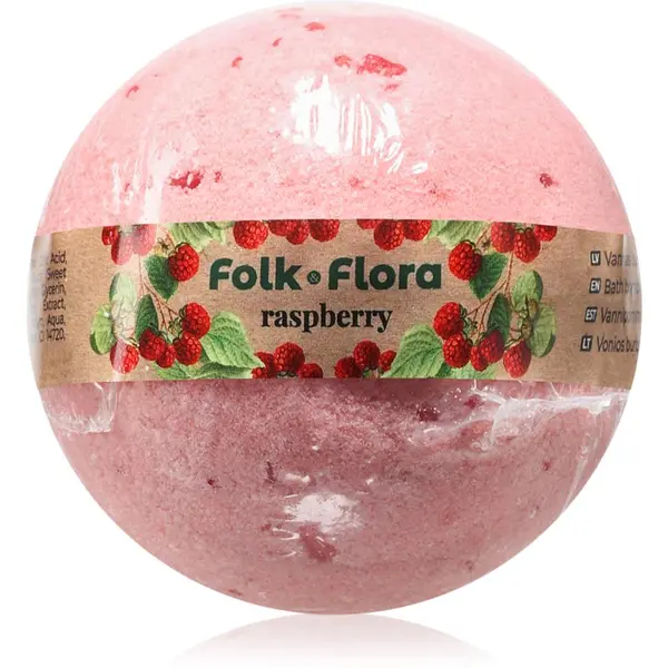 Folk & Flora Folk & Flora Raspberry бомбичка за вана 130 гр.