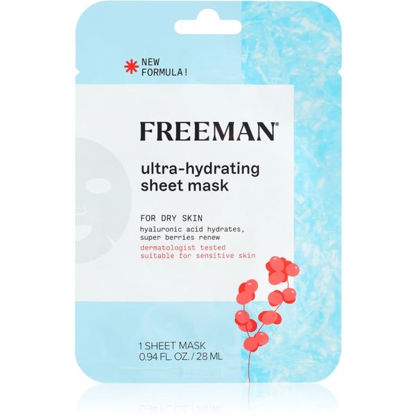 Freeman Freeman Essentials Hyaluronic Acid & Super Berries хидратираща платнена маска за суха кожа 28 мл.