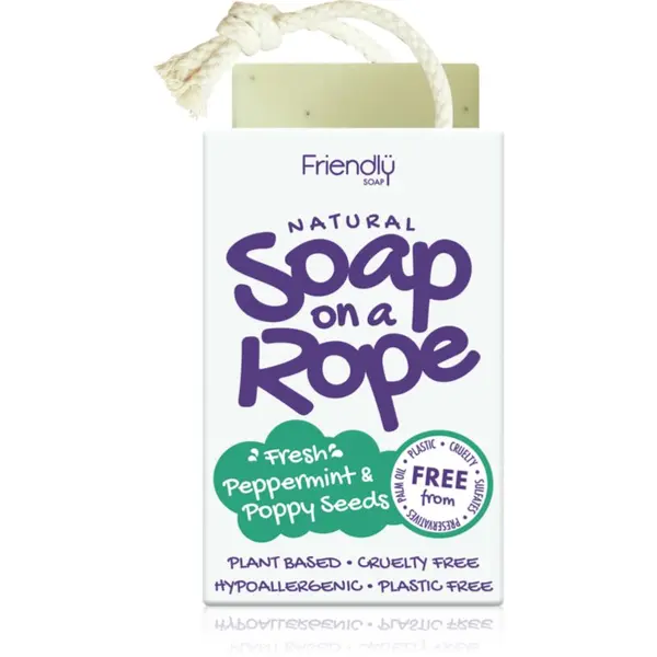 Friendly Soap Friendly Soap Soap on a Rope Peppermint & Poppy Seeds натурален сапун 95 гр.