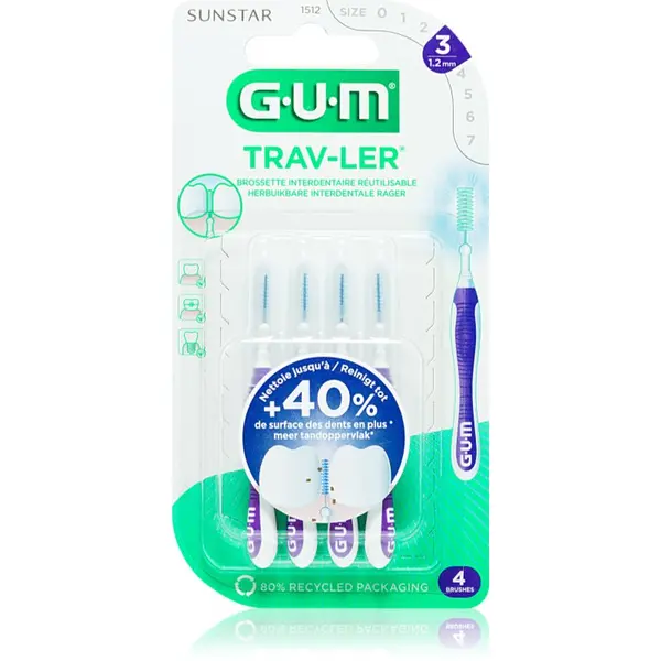 G.U.M G.U.M Trav-Ler Interdental четки за междузъбно пространство 1,2 mm 4 бр.