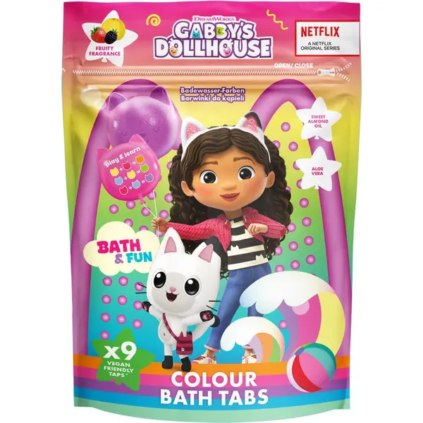 Gabby's Dollhouse Gabby's Dollhouse Colour Bath Tabs цветни разтворими таблети за вана 3y+ 9x16 гр.