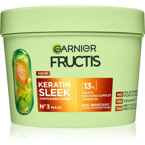 Garnier Garnier Fructis Keratin Sleek маска за коса за суха и увредена коса 370 мл.