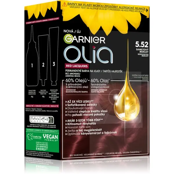 Garnier Garnier Olia Big Kit перманентната боя за коса цвят 5.52 Glassy Merlot 1 бр.