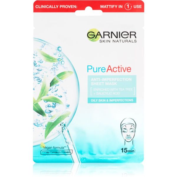 Garnier Garnier Skin Naturals Pure Active платнена маска с почистващ ефект 28 гр.