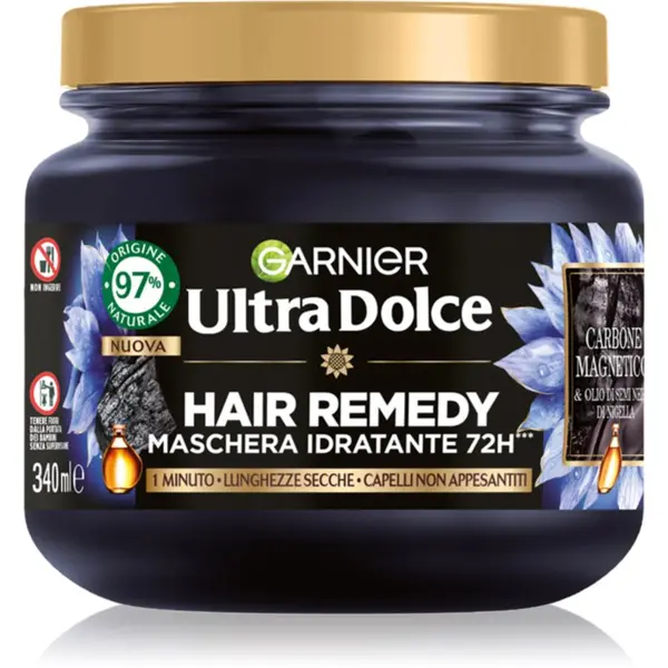 Garnier Garnier Ultra Doux Magnetic Charcoal хидратираща маска за мазен скалп и сухи краища 340 мл.