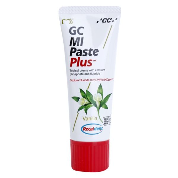 GC GC MI Paste Plus реминализиращ защитен крем за чувствителни зъби с флуорид вкус Vanilla 35 мл.