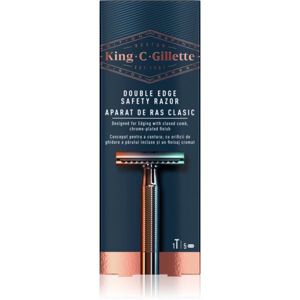 Gillette Gillette King C. Double Edge самобръсначка + ножчета за бръснене 5 бр. 1 бр.