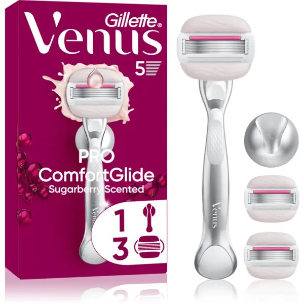 Gillette Gillette Venus PRO ComfortGlide Sugarberry дамски епилатор с държач за душ + резервни ножчета 5 бр.