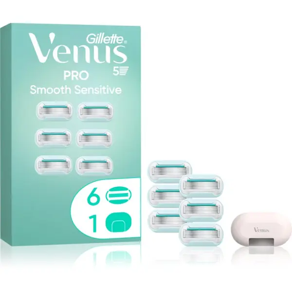 Gillette Gillette Venus PRO Smooth Sensitive Резервни остриета + защитен капак 6 бр.