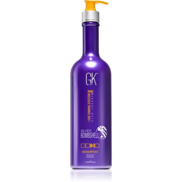 GK Hair GK Hair Silver Bombshell шампоан за руса коса неутрализиращ кафеникавите оттенъци 710 мл.