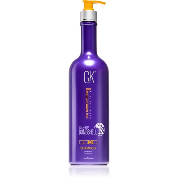 GK Hair GK Hair Silver Bombshell шампоан за руса коса неутрализиращ кафеникавите оттенъци 710 мл.