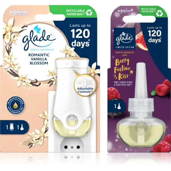Glade GLADE Electric scented oil Romantic Vanilla Blossom + Berry Festive Kiss изгодна опаковка 3 бр.