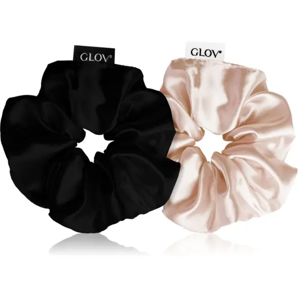 GLOV GLOV Satin Scrunchies M ластици за коса Sparkling Wine/Black 2 бр.