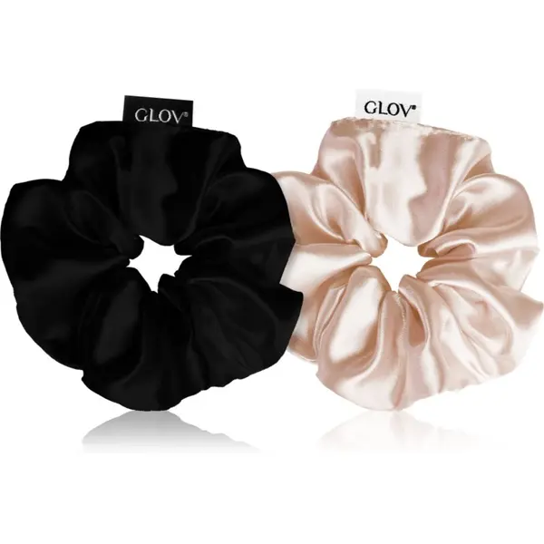 GLOV GLOV Satin Scrunchies S ластици за коса Sparkling Wine/Black 2 бр.