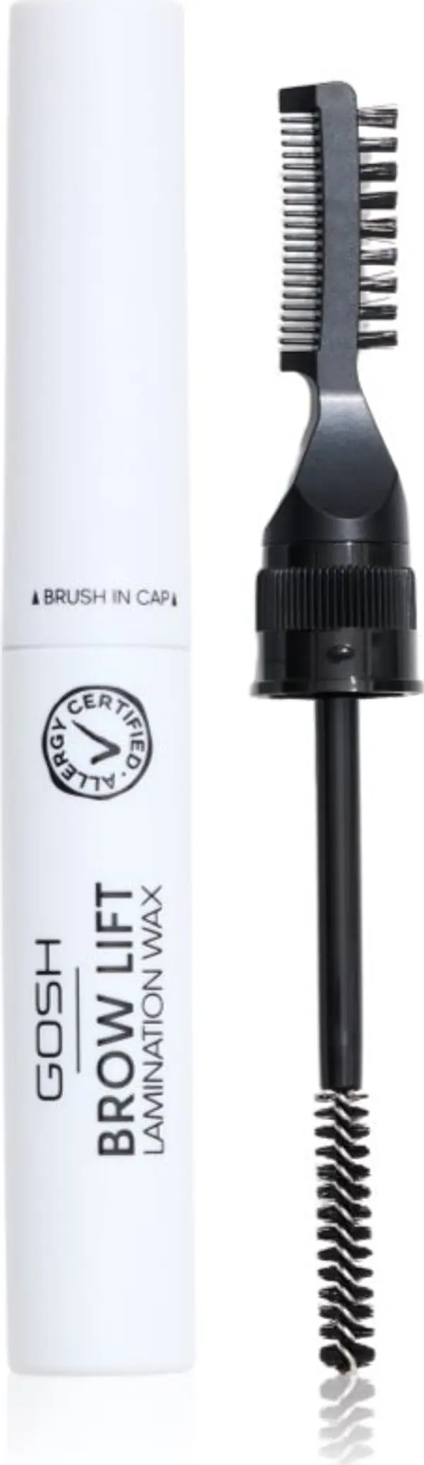 GOSH COPENHAGEN GOSH COPENHAGEN Brow Lift Lamination Wax фиксиращ восък за вежди с четка 2 в 1 цвят 001 Clear 6 мл.
